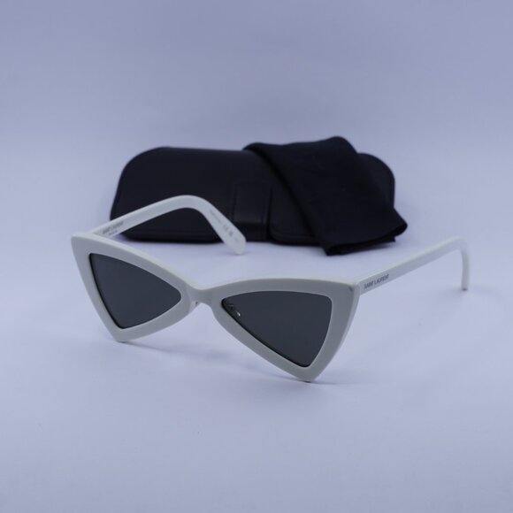 Saint Laurent SL207 JERRY 007 Sunglasses White Cat Eye Frame, Grey Lenses main image 10